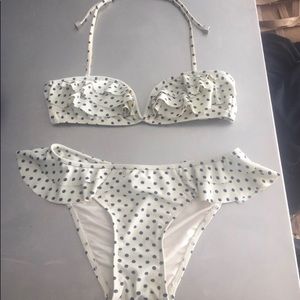 Zimmermann ruffle polka dot bikini